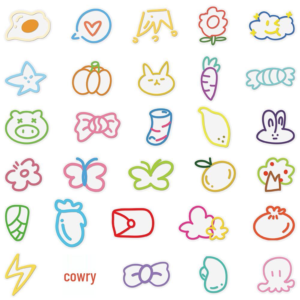 60 Waterproof Dopamine Graffiti Stickers for Decor