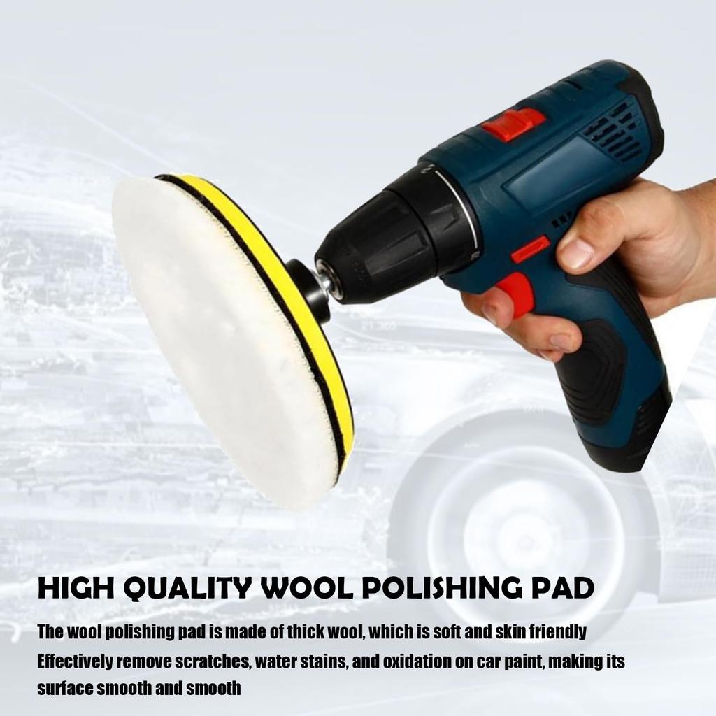 GKmow Car Polisher Buffer Drill Polishing Pad Set 4.95" Imitation Wool Fiber Polishing