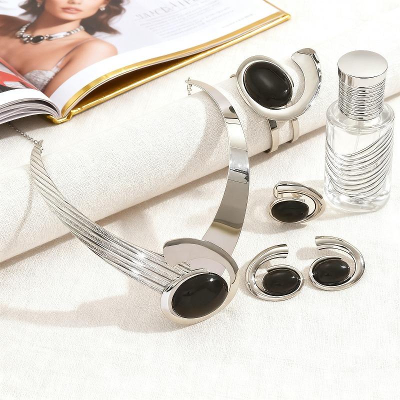 Fashion Versatile New Charm Temperament Inlaid Acrylic Snail Earrings Bracelet Necklace Ring Set