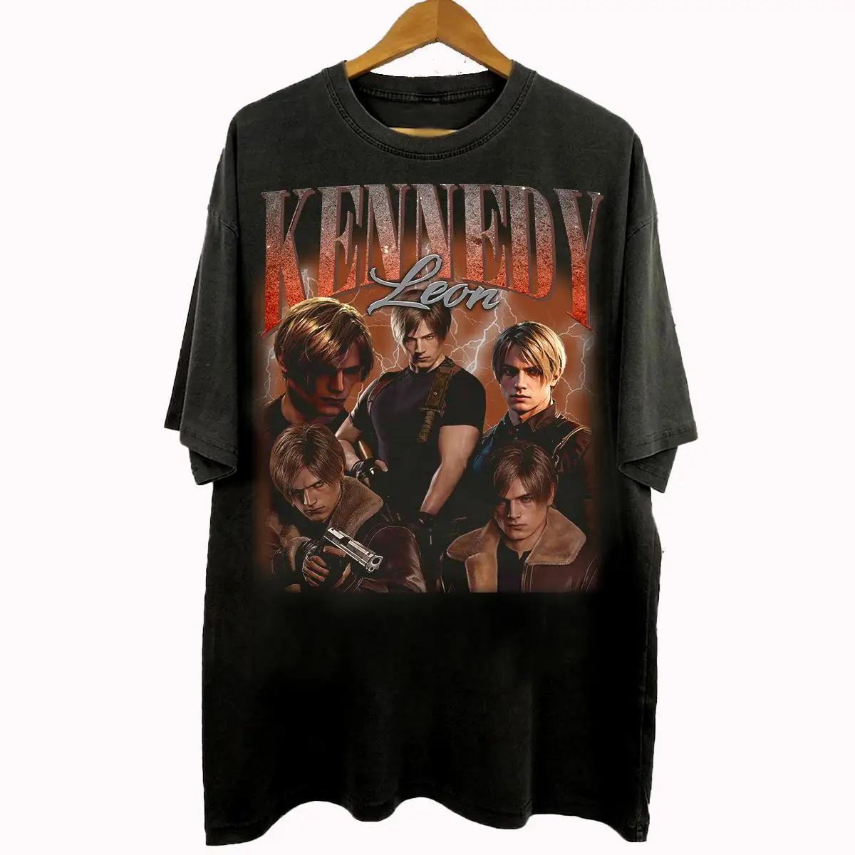 2026 Новый Модный Винтажный Стиль 90-х Пиратский Стиль Леон Скотт Кеннеди Футболка Resident Evil Мужская Футболка Летняя Унисекс Повседневная Футболка... S разноцветный