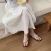 Thick-soled heel heel cold slippers women's summer flip-flops 2025 new with skirt beach sandals