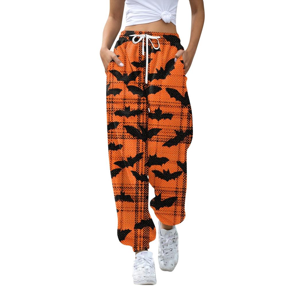 Women's Sports Pants With Pockets Fashion Print Elastic Waist Pants Casual Sweatpants Pants