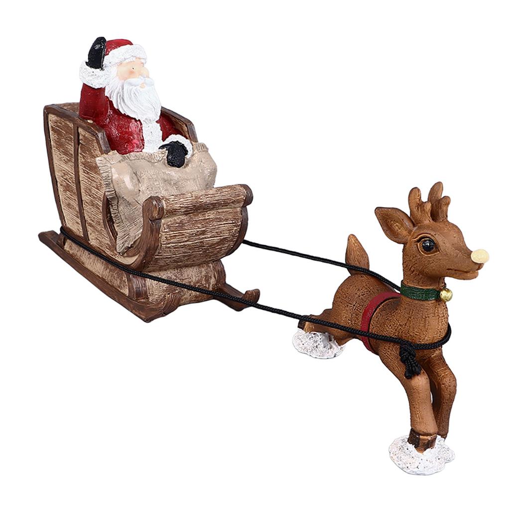 Christmas Aquarium Decoration Resin Father Christmas Reindeer Sleigh Ornament Decorative Fish Tank