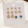 Trendy Handmade Inlaid Pearl Zircon Butterfly Petals Round Stud Earrings Versatile