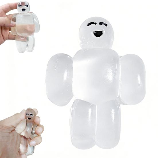 Clear Robot Stress Relief Toy Slow Rising Smiling Robot Squeeze Toy Soft TPR Transparent Cartoon Robot Fidget Sensory Toy