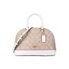 Bolsa de Ombro Feminina Sierra 26 com Fecho de Zíper e Monograma em Lona Revestida Cor Branco Cáqui 27583-IMDQC