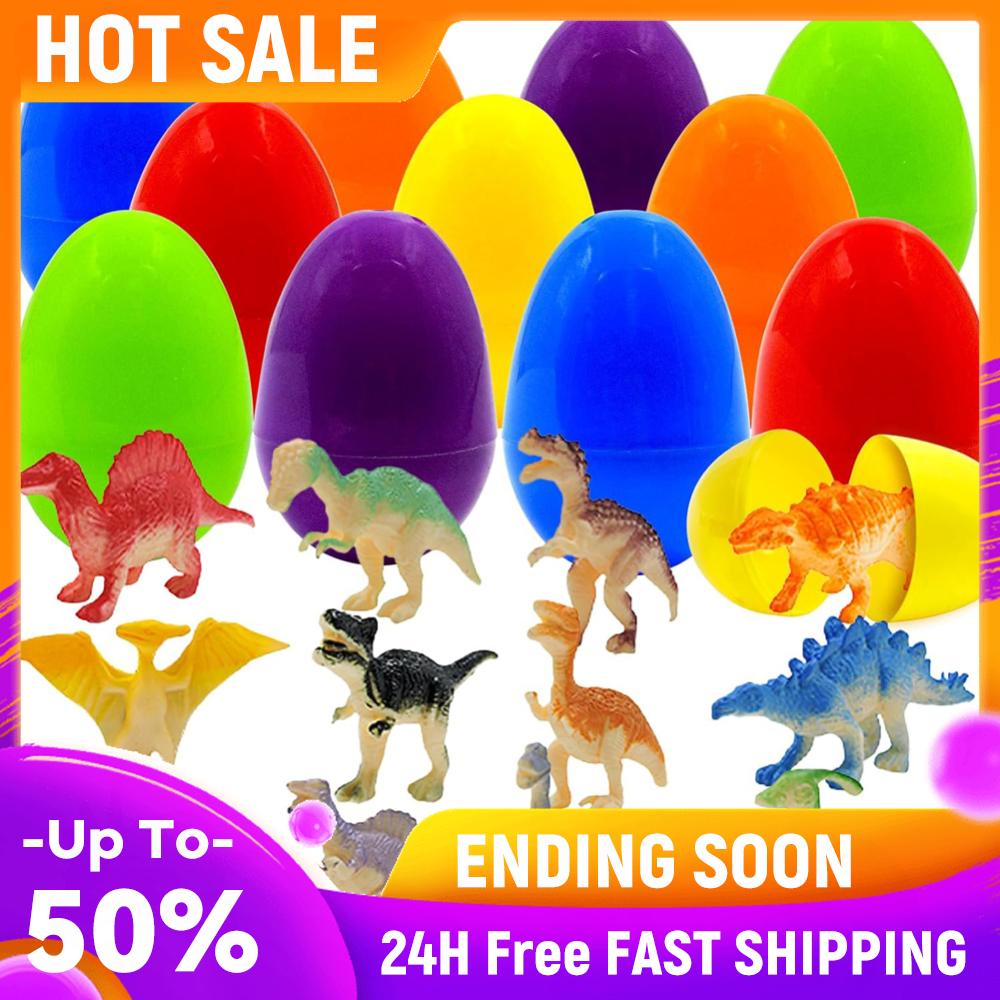 12Pcs Prefilled Easter Eggs with Dinosaur Toys Easter Basket Stuffers Surprise Easter Eggs for Kids Easter Egg Hunt Game China Mainland