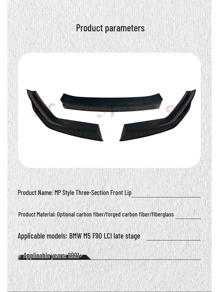 BMW M5 F90 CLC Carbon Fiber MP Style Front Lip Splitter Chin Diffuser