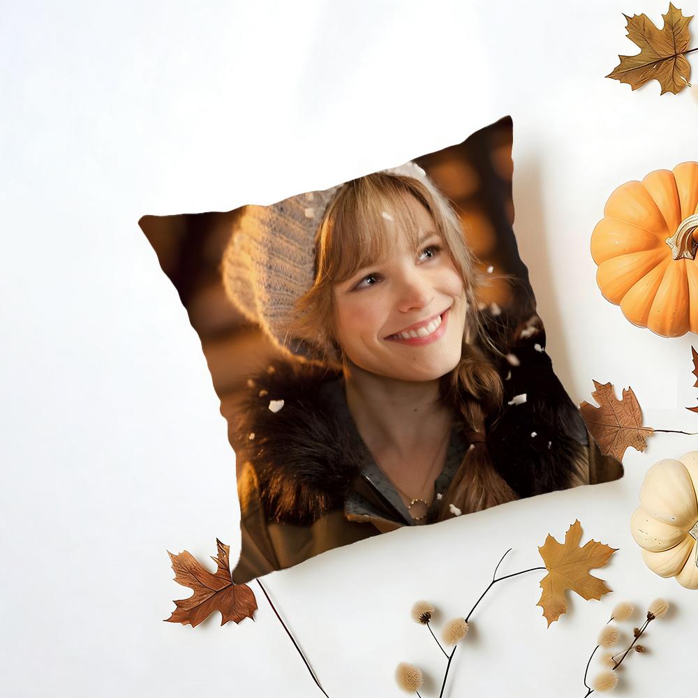 RRachel McAdams Cushion Cover Washable Linen Pillowcase Soft  for Daily Sofa Bed Home Room Decor