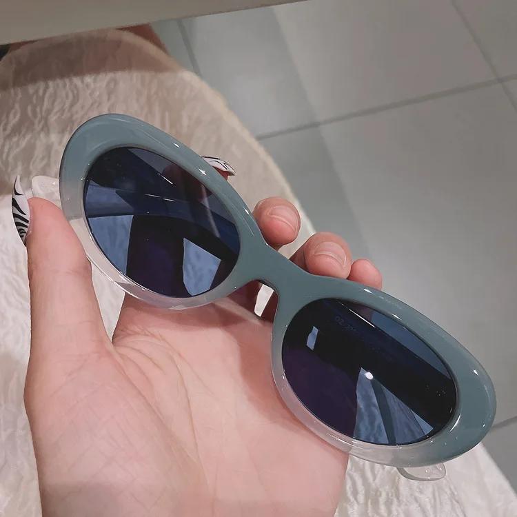 Rectangle Sunglasses Women Vintage Fashion Colorful Gradient UV400 Anti Glare Oval Shades Female Eyewear