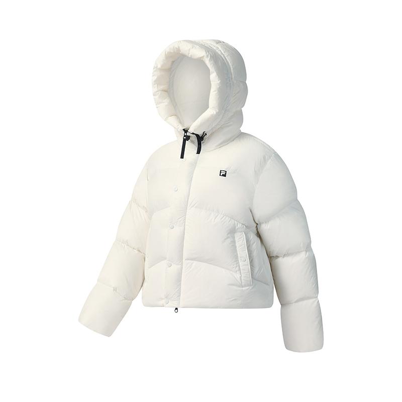 Fila Fitness Simple Solid Color Fashion Retro Classic Versatile Loose Casual Comfortable Warm Hooded Down Jacket Women Outerwear A51W541903FWT