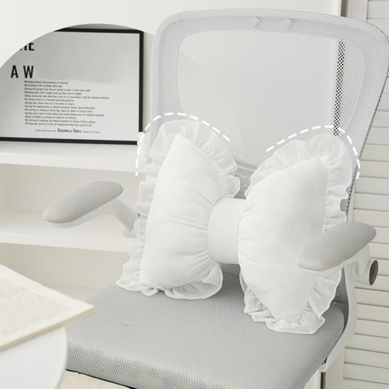 Bow-shaped Pillow Ruffle Lace Decor Fluffy PP Cotton Filling Holiday Adds Elegance And