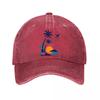 Tropical Airplane Palm Silhouette Es  New Vintage Washed Cotton Baseball Cap Sun Hats