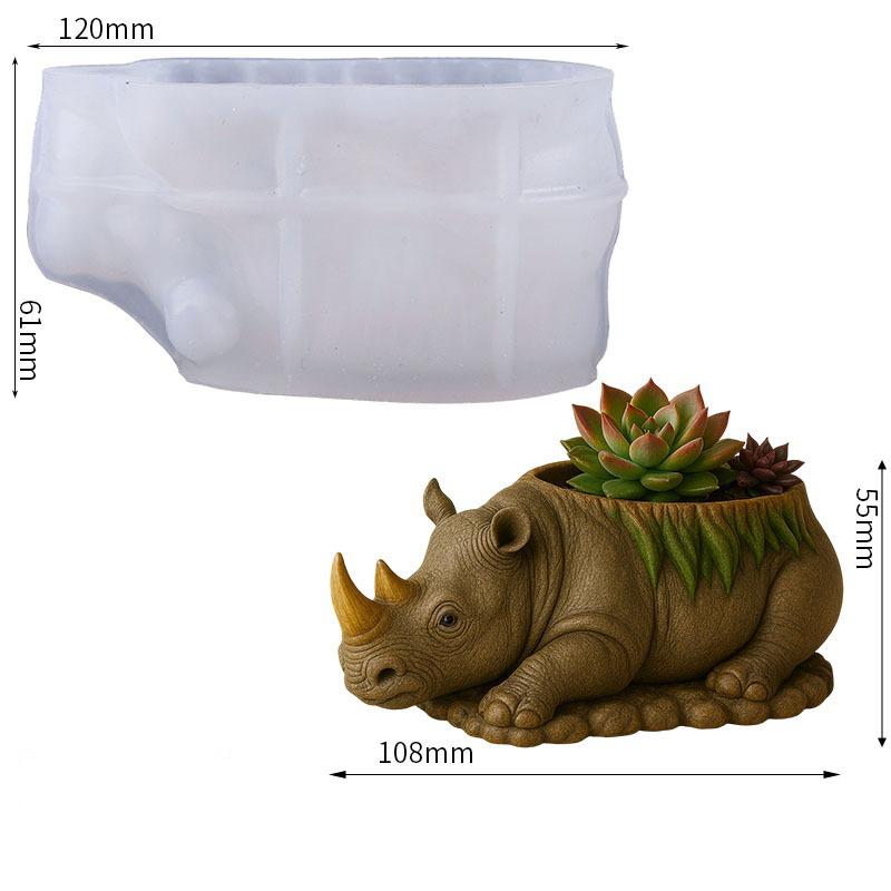 

Cute Rhino Succulent Planter Pot Silicone Mold DIY Concrete Resin Animal Flower Pot Desktop Decor Mini Plant Container белый