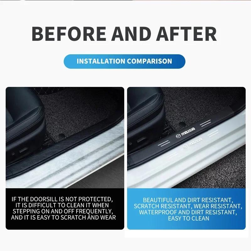 4Pcs Car Threshold Strip Transparent Sticker For Mazda 3 Alexa CX30 CX-4 CX5 CX-5 CX8 CX-8 CX-30 CX9 CX-9 Protector Accessories