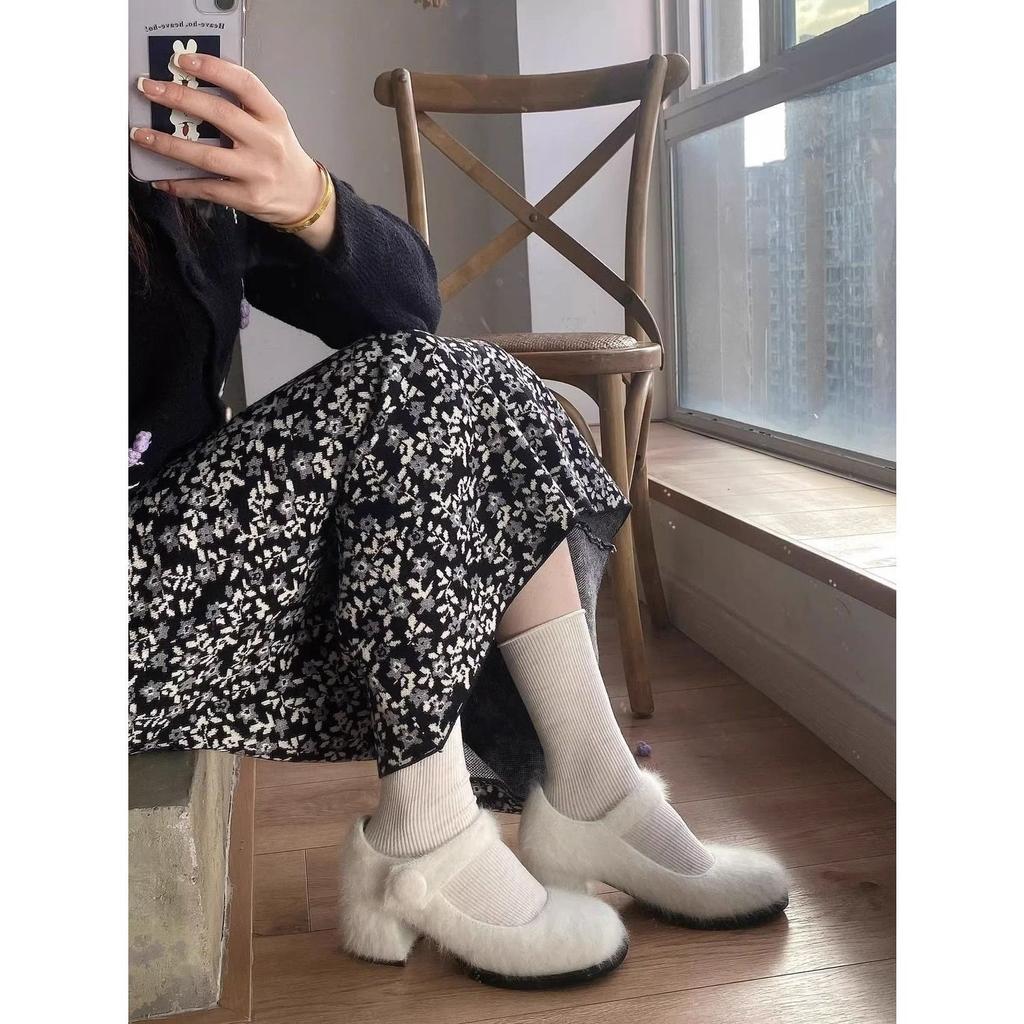 Mao Mao shoes women's winter wear 2025 autumn new versatile Korean version thick heel single shoes women Lolita high heels women