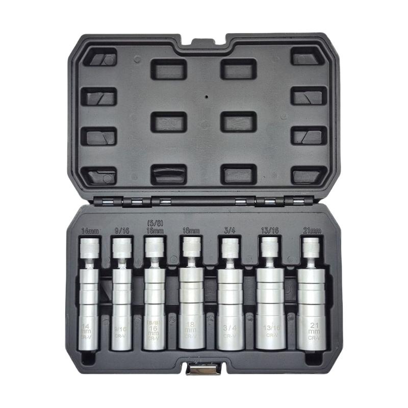 

Профессиональные универсальные торцевые ключи для свечей зажигания 3/8 дюйма Тонкостенные Магнитная фиксация Для труднодоступных мест Несколько размеров 1