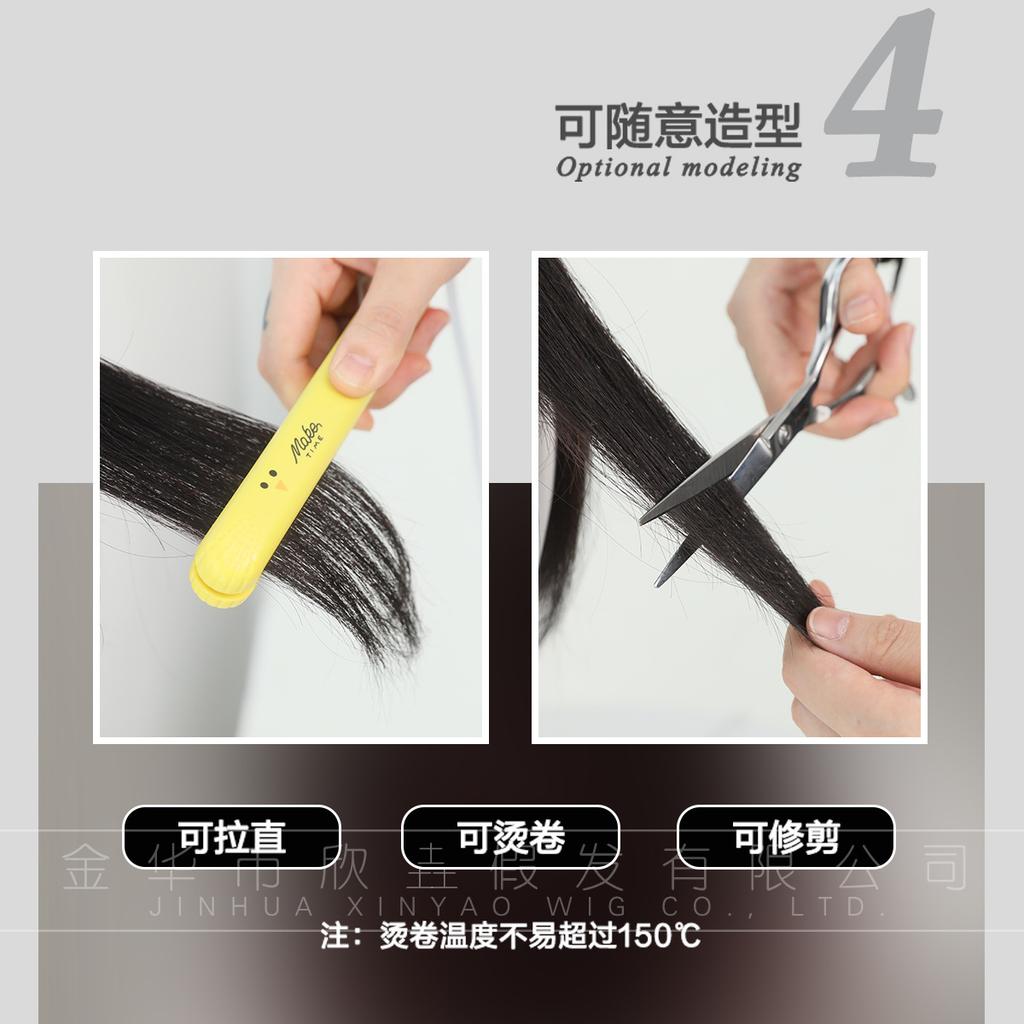 European American Women's Wig Black Dyed Red Bangs Full Head Hairstyle Big Wave Long Roll Lolita