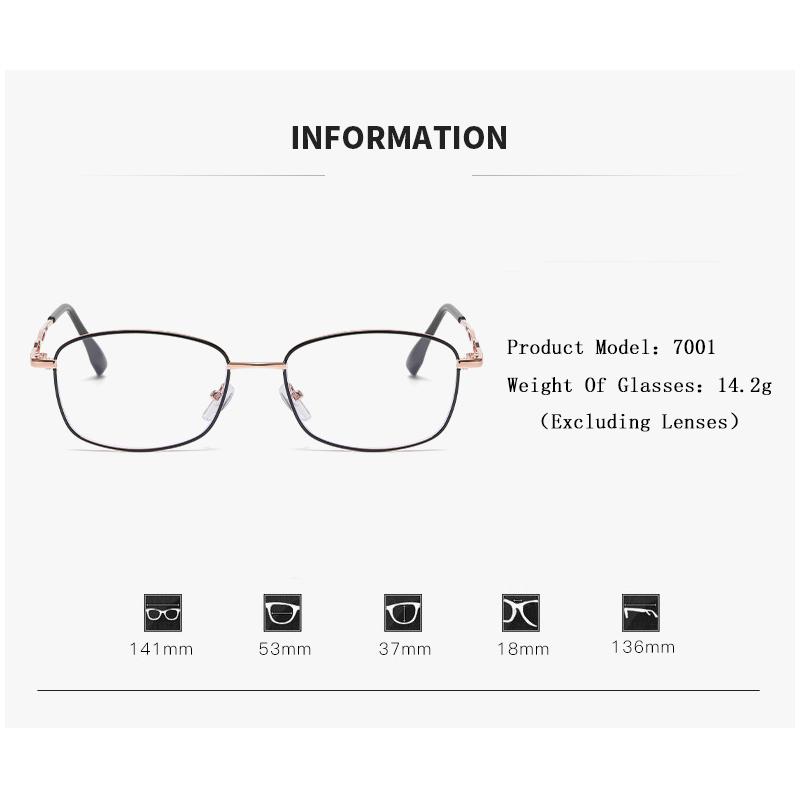 Exquisite And Fashionable Anti-blue Light Reading Glasses With Metal Small Frames For The Elderly 7001