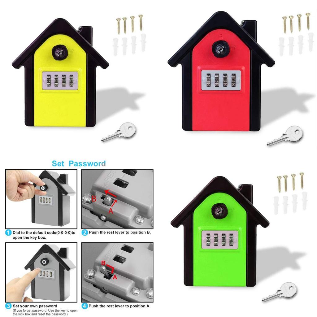 Sikker Nøkkelskap med Stor Kapasitet Unikt Husdesign Metall Oppbevaringssafe Låseskap