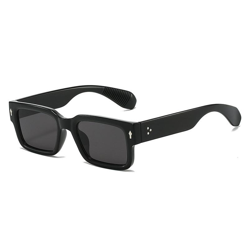 Small square frame trendy fashion sunglasses, summer sun protection with personalized rivets, matching sunglasses