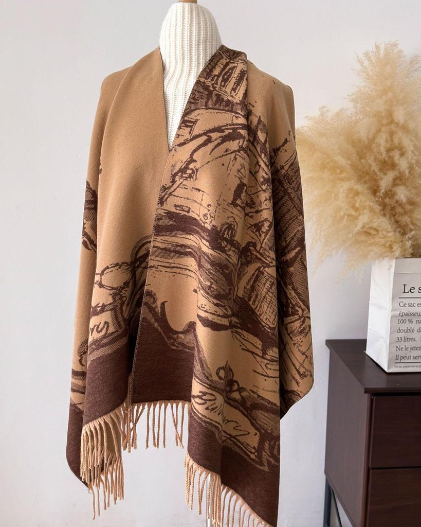 Luxury Autumn-Winter Core-Spun Yarn Scarf: Letter Style Imitation Cashmere Tassel Shawl for Warmth