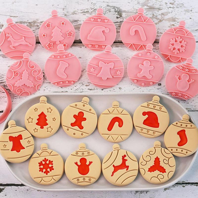 Holiday Cookie Molds 10X Christmas Biscuit Cutter Embossing Molds Christmas Cookie Cutter Kit For Biscuit Fondant Cake