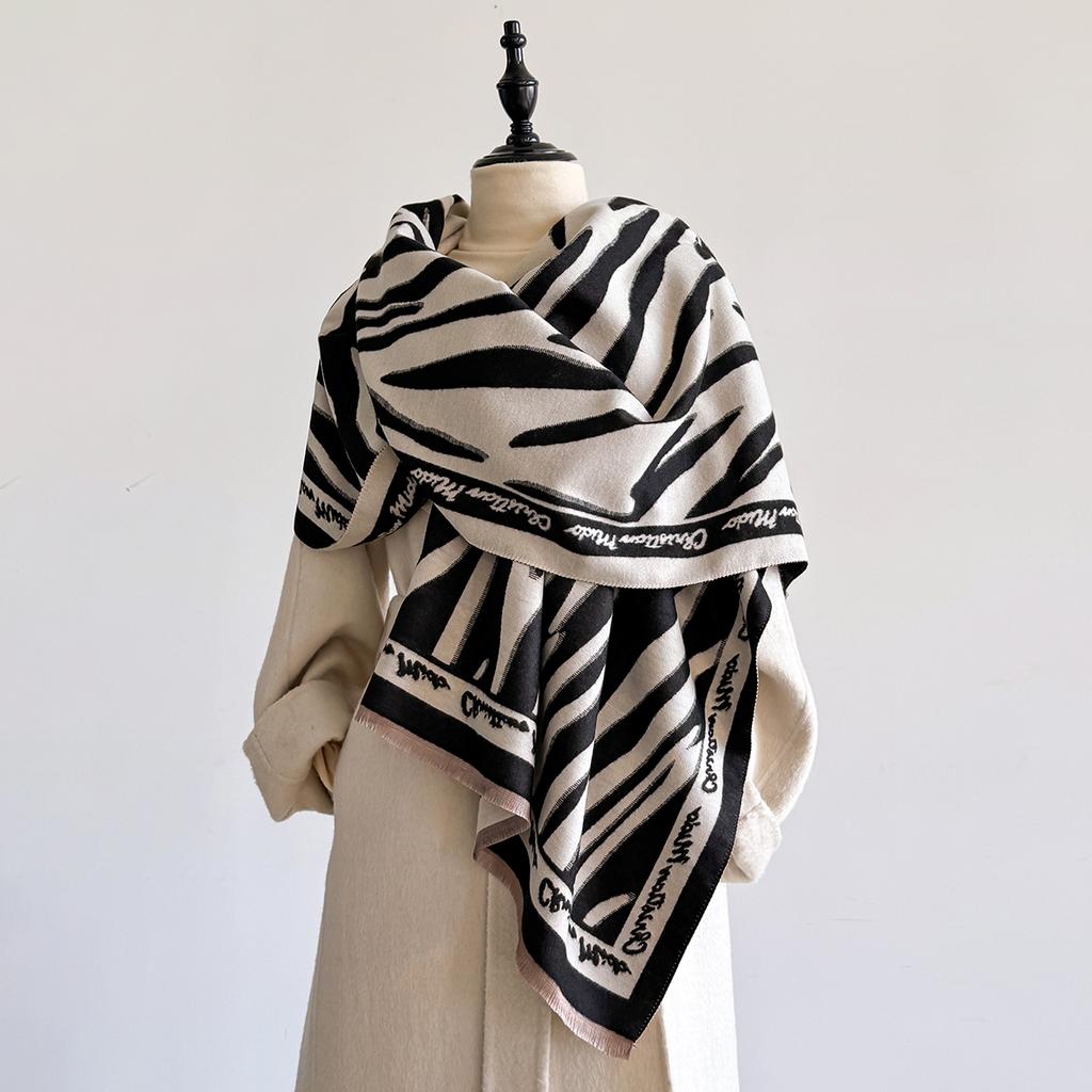 Luxury Cashmere Shawl New Streak Two-Sided Soft Warm Fringe Pashmina Scarf Winter Coldproof Windproof Blanket Wrap for Women