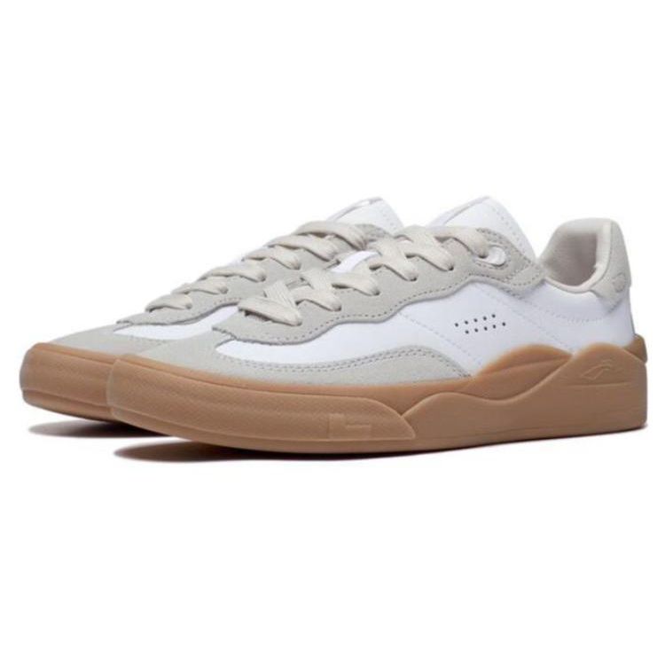 Li Ning Skategeneral Durable Breathable Low-Top Skate Shoes Women Sneakers White Gray AEPSA50-1
