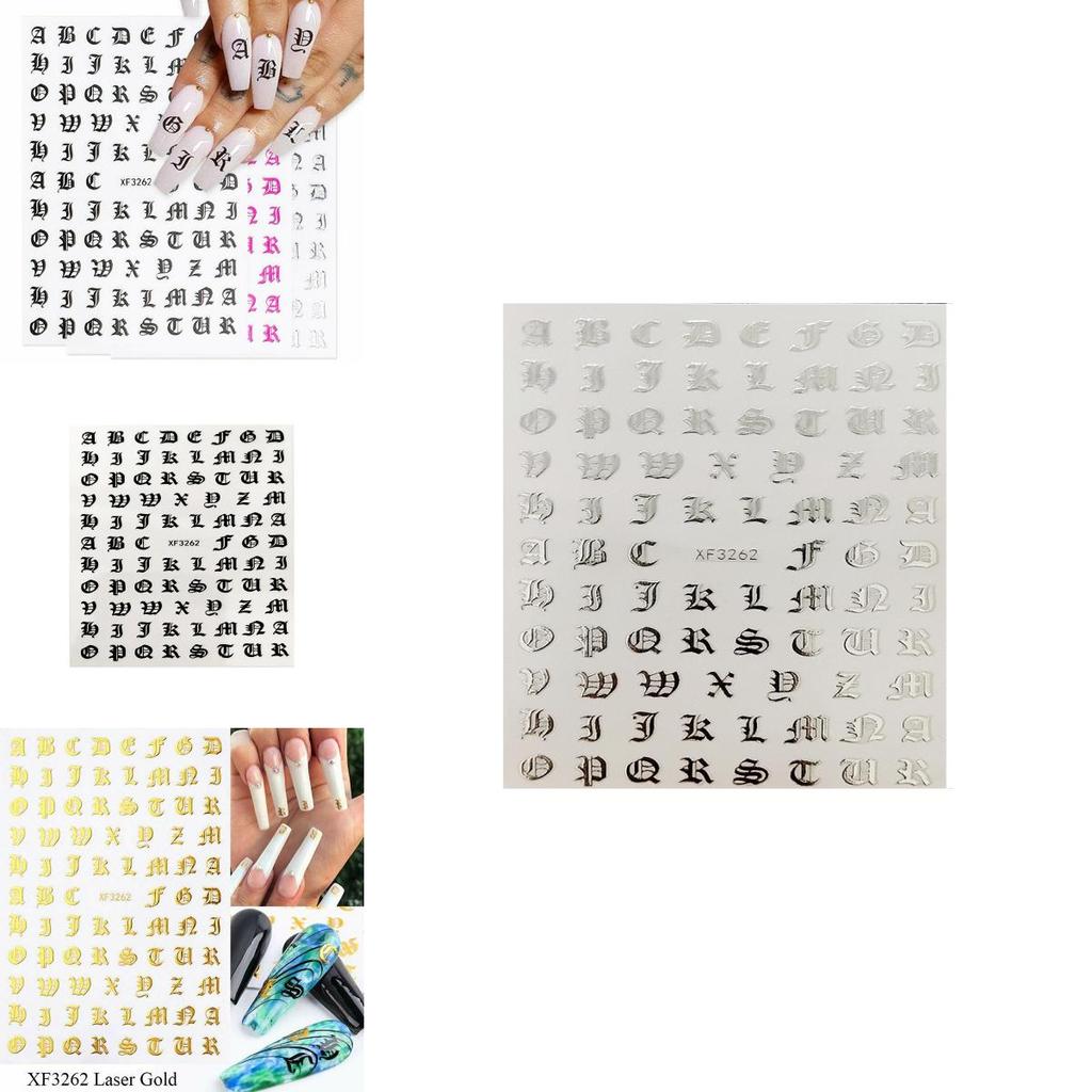 Elegant Nail Art Stickers Featuring Old English Alphabet For Stunning Nail Decoration