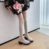 Stivali Lunghi A Tubo Elasticizzati Donna Taglie Forti 35-42 Tacco Spesso Stivali Lunghi Donna Comodi Senza Lacci Slim Alti Botas Mujer
