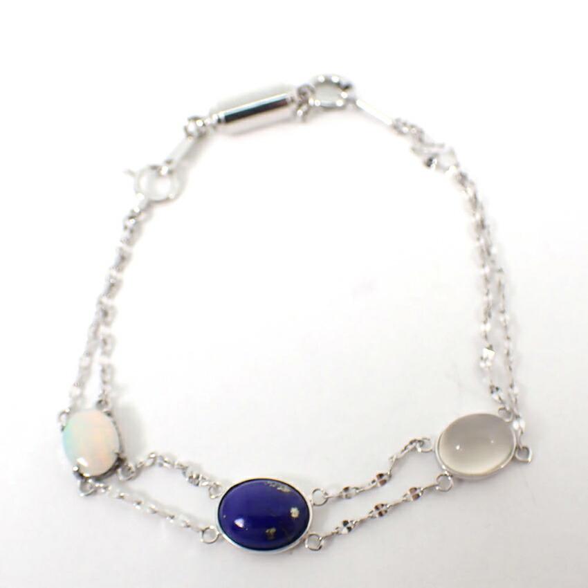 [Pre-owned] K18WG Opal Lapis Lazuli Moonstone Bracelet / j59-7