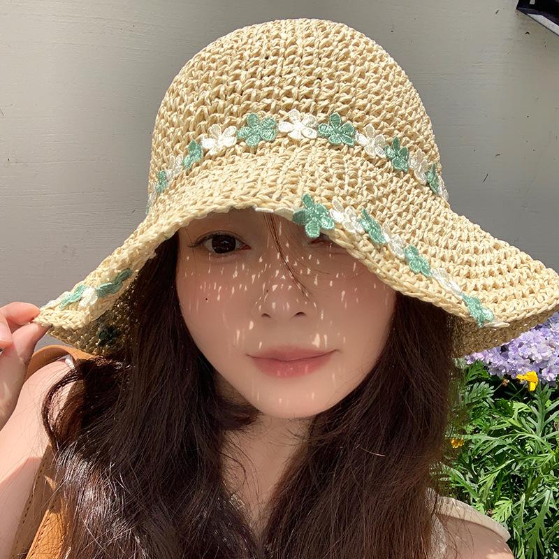Women's Large Brim Foldable Breathable Straw Sun Hat for Summer Travel & Vacation