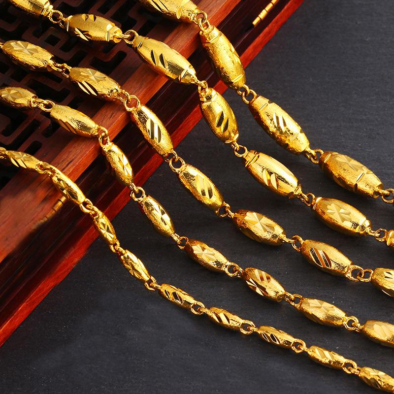 Copper-plated Gold Solid Olive Necklace Men's Accessories Necklace Vietnamese Sand Gold Necklace Gift