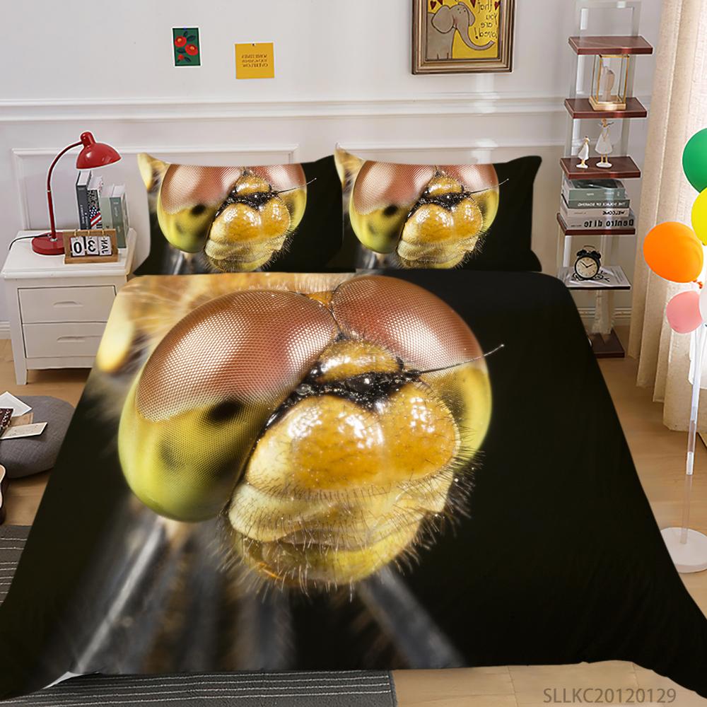 Vânzare caldă imprimare cu libelule, textile pentru acasă, așternut, costum, insecte, nou moda, microfibră, lavabilă, huse de pilotă