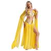 Damen Ägyptisches Cleopatra Kostüm Crop Top mit geteiltem Chiffonrock Set Halloween Party Kleidung