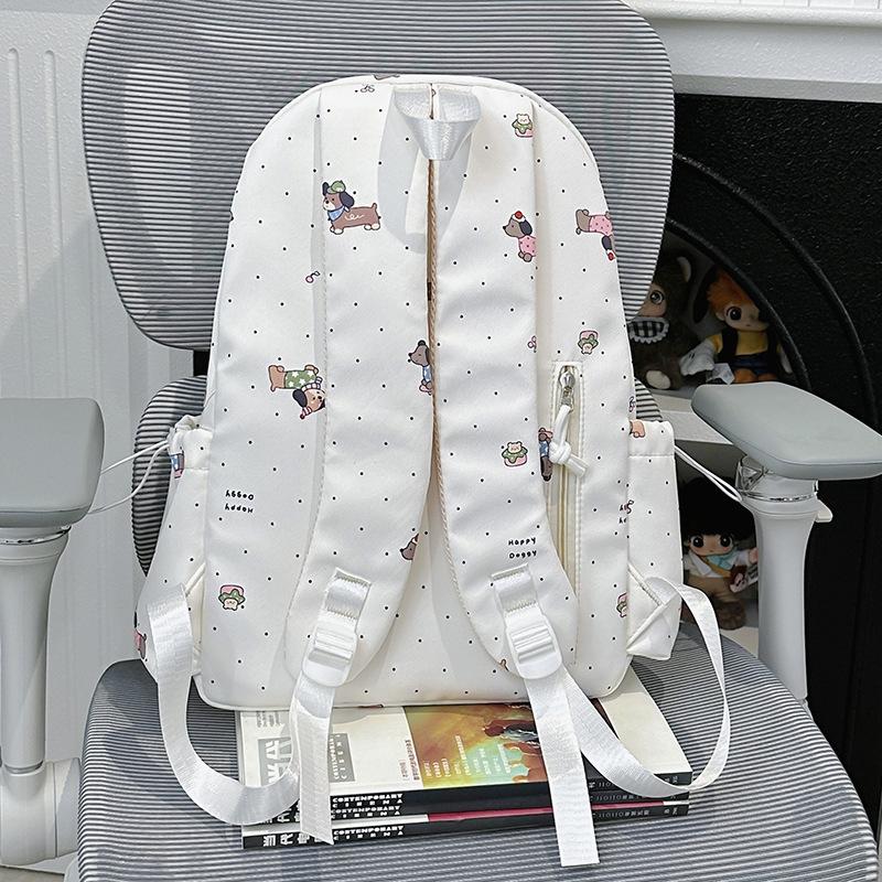 Schoolbag Cute Cartoon Dog Schoolbag Girls Junior High School Sweet Girl High Value Lightweight Backpack Casual Versatile Student Backpack Female