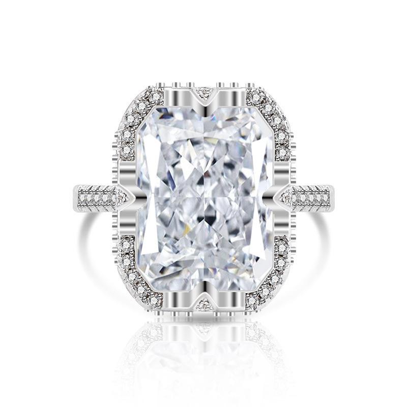 2026 Colored Treasure Ice Flower Cut Zircon Ring, European and American Fashion Luxury Inlaid Flash High Carbon Diamond Ring