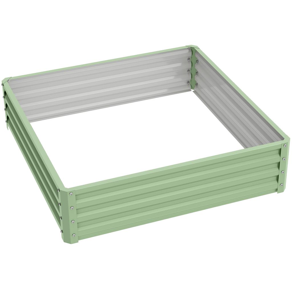 Square Raised Garden Bed Box with Weatherized Steel Frame for Vegetables, Flowers, & Herbs, 120 X 120 X 30cm, Light Green