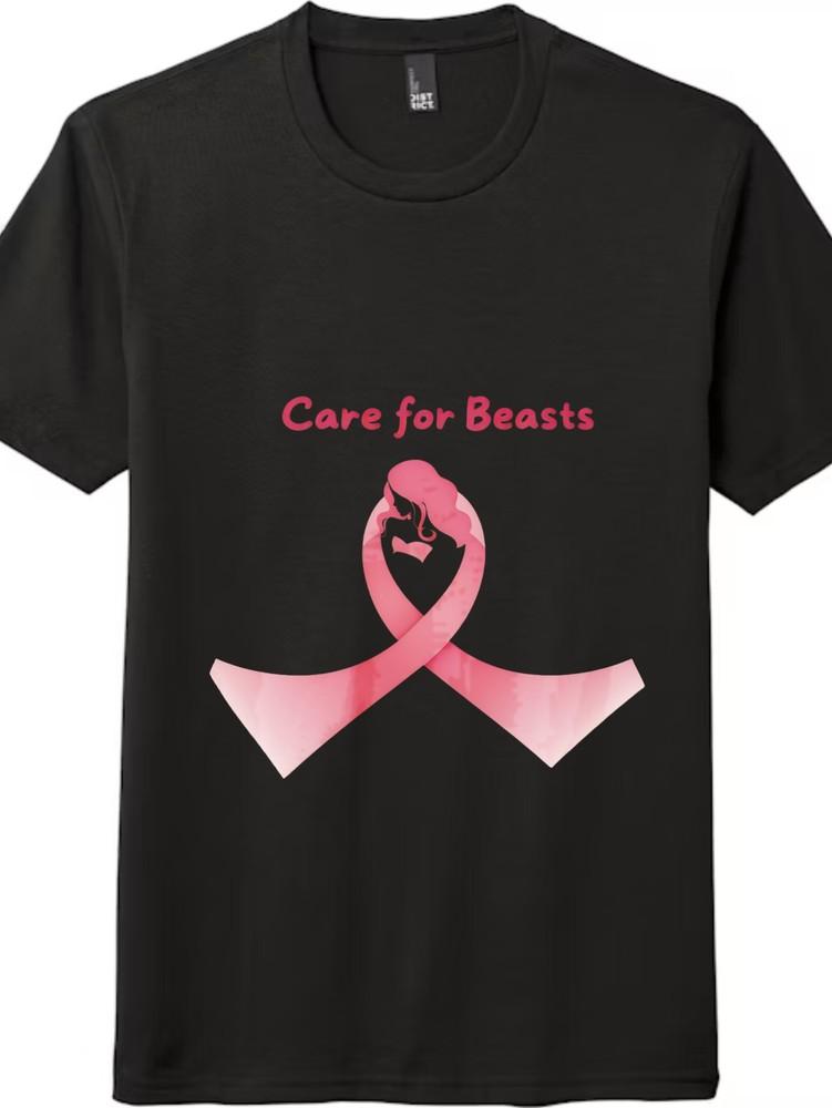 

Care for Beasts Breast Cancer Awareness T-Shirt-Heart Ribbon Design,Unisex |Tee M