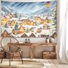 1pc Christmas Village Tapestry, 126x71inch, Festive Holiday Wall Hanging, Polyester Soft and Flat Fabric, No Power Needed, Woven, Textured, Natural St