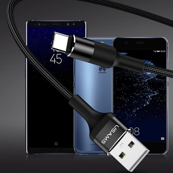 Usams Kabel Pleciony U5 2A Usb-C Czarny/Black 1,2M Sj221Tc01 (Us-Sj221)