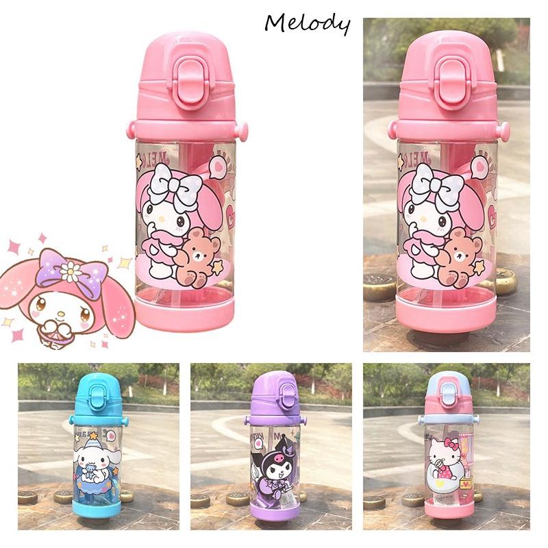 Creative Sanrio 450ml Kids Water Bottle With Straw Hello Kitty Cinnamoroll Kuromi And Melody Styles
