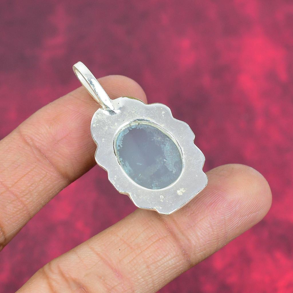 Chalcedony 925 Solid Sterling Silver Pendant, Handmade Gemstone Pendant Jewelry, Gifts For Wife Brand New Pendant