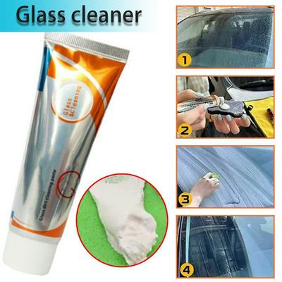 50g Car Glass Cleaner Repairer Oil Film Remover Removing Paste Automobile Accessories Windshield Oil Film Cleaner With Sponge