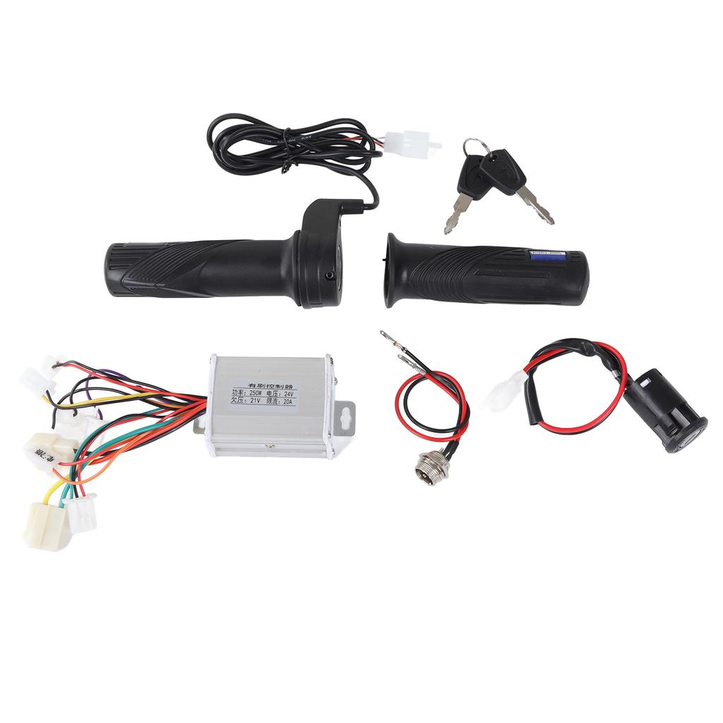24V 250W Elektrofahrrad Bürstenmotor Controller Gasdrehgriff Kit mit Ladeanschluss Elektrisches Türschloss