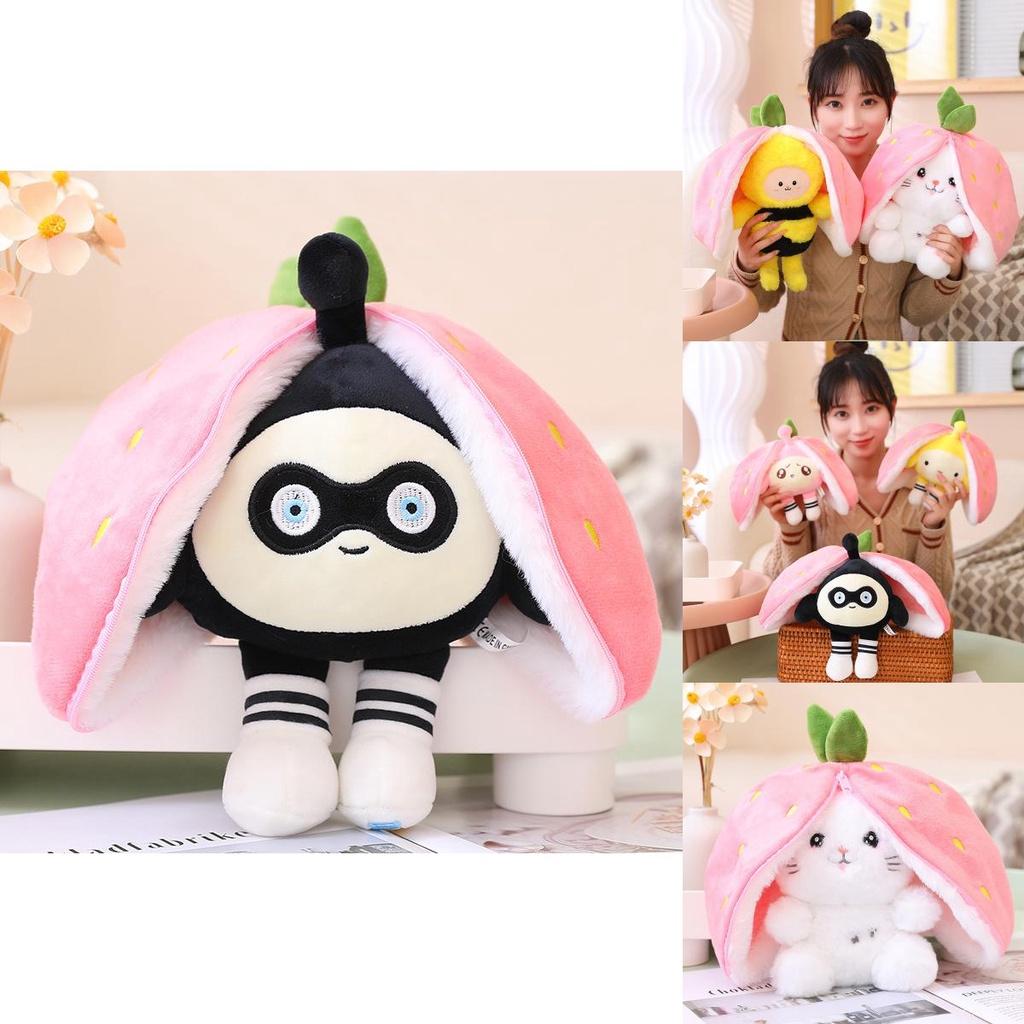 Strawberry Bee Rabbit Plush Toy Transformable Doll For Girls