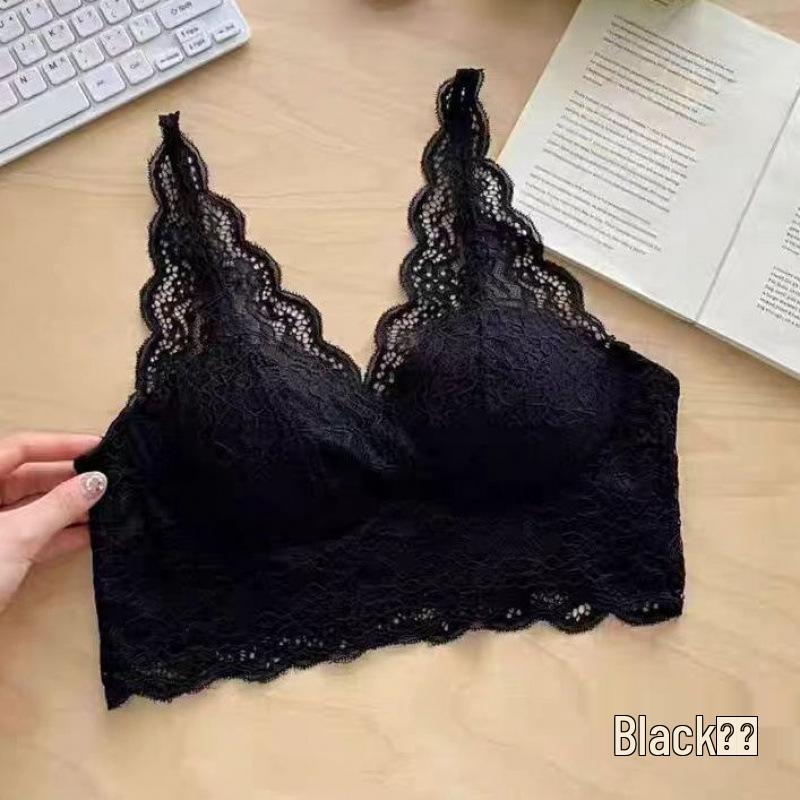 Elegant Lace Wireless Padded Bra – Chic French Vest Style