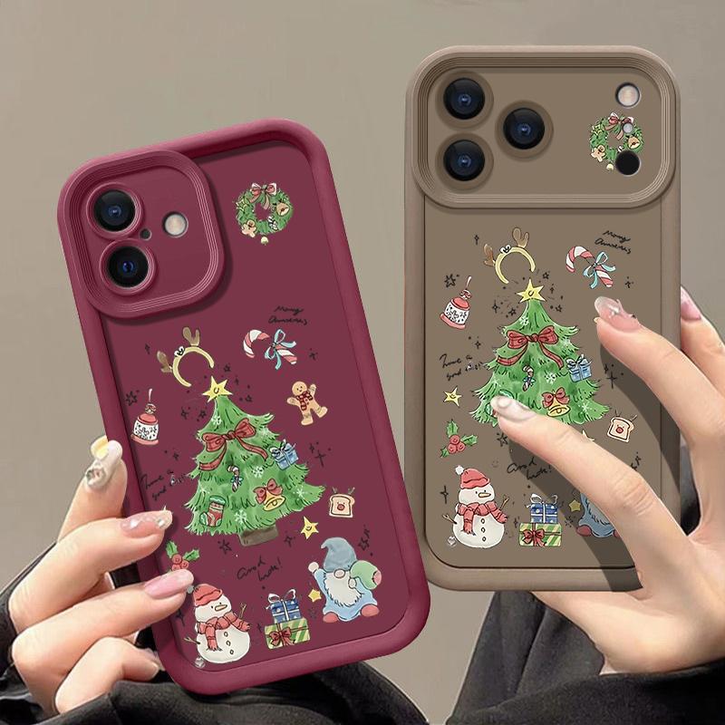 Christmas Tree TPU Phone Case For iPhone Air 16e 17 16 15 14 Pro Max 13 12 Pro 15 16 Plus Candy Color Silicone Soft Cover Fundas