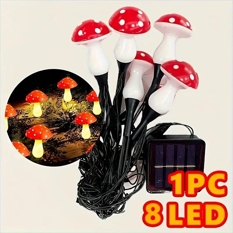 

1 шт. Солнечные грибные садовые фонари, 8 режимов, наружный водонепроницаемый светодиодный светильник, ландшафтное освещение для сада, газона, двора, дорожки, террасы, декор 1PC